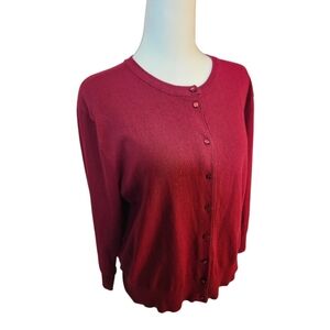 NOT FOR SALE Cable & Gauge Ruby Red Button-Up Sweater Cardigan
